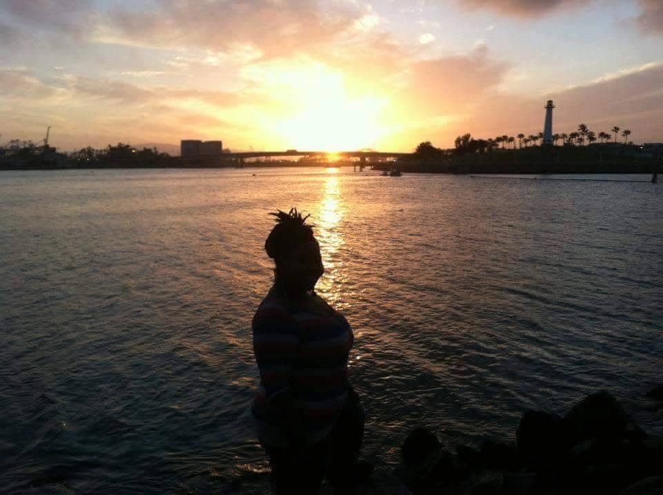 Sunset view over a waterfront